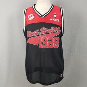 Red Stripe Shirt Mens Large Black 1928 Jamaica Mesh Basketball Beer Tank Jersey